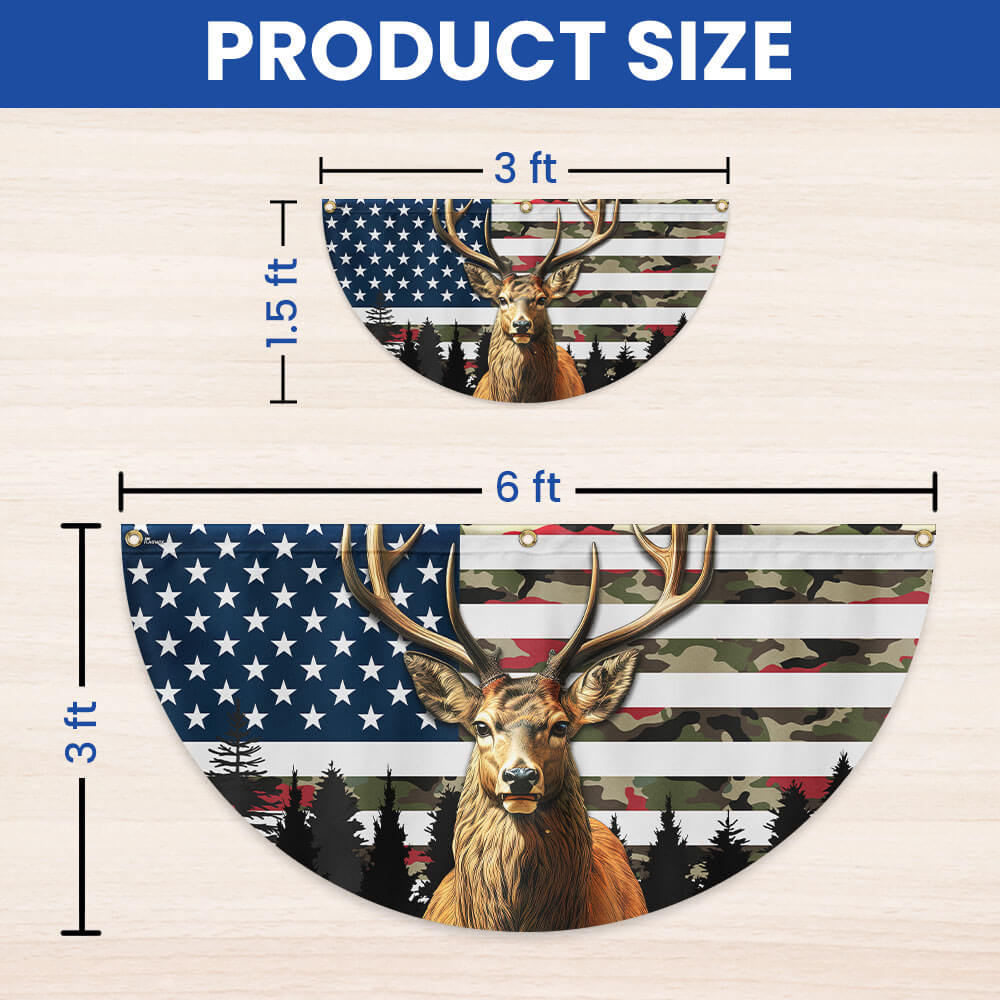 Deer Hunting American Flag Non-pleated Fan Flag