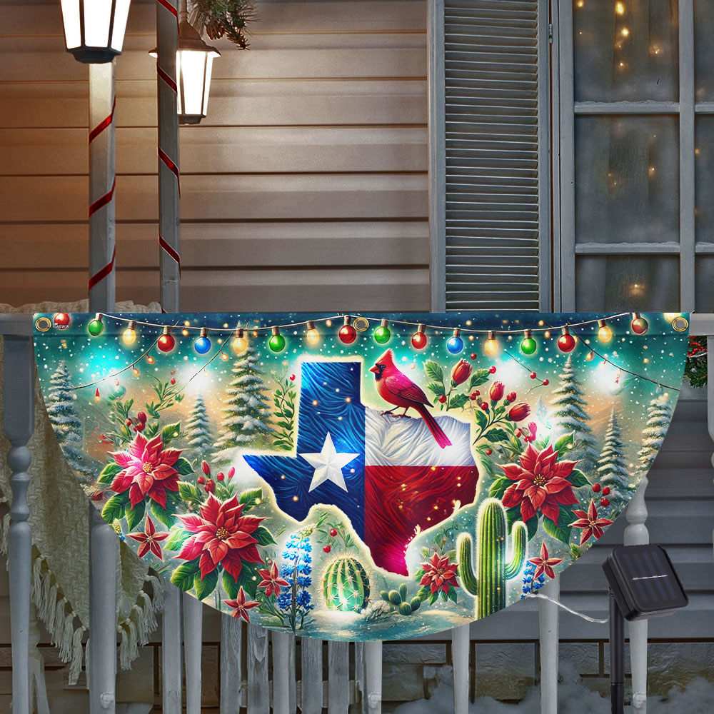 Texas Christmas Solar Led Fan Flag