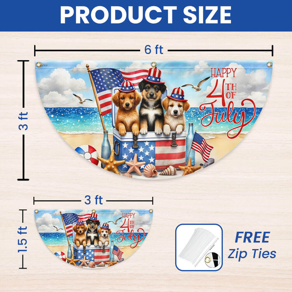 Flagwix American Flag - Happy 4th of july Patriotic Dogs American Non-Pleated Fan Flag