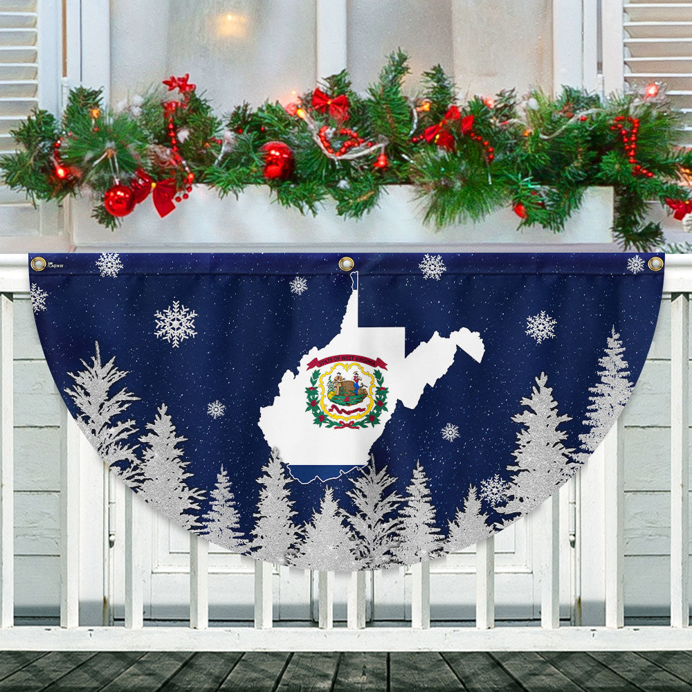 West Virginia Christmas Non-Pleated Fan Flag