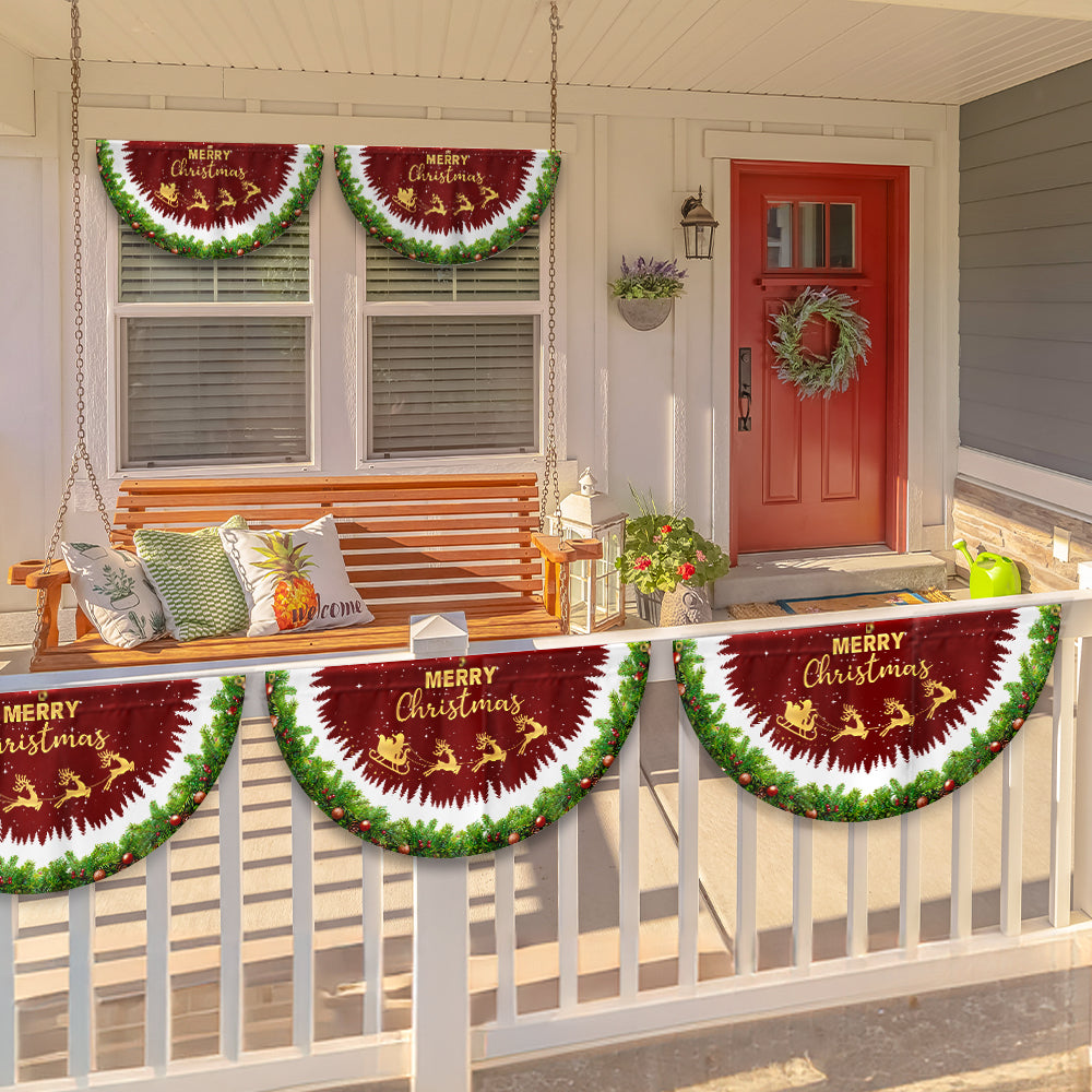Merry Christmas Santa Claus Reindeer Non-Pleated Fan Flag