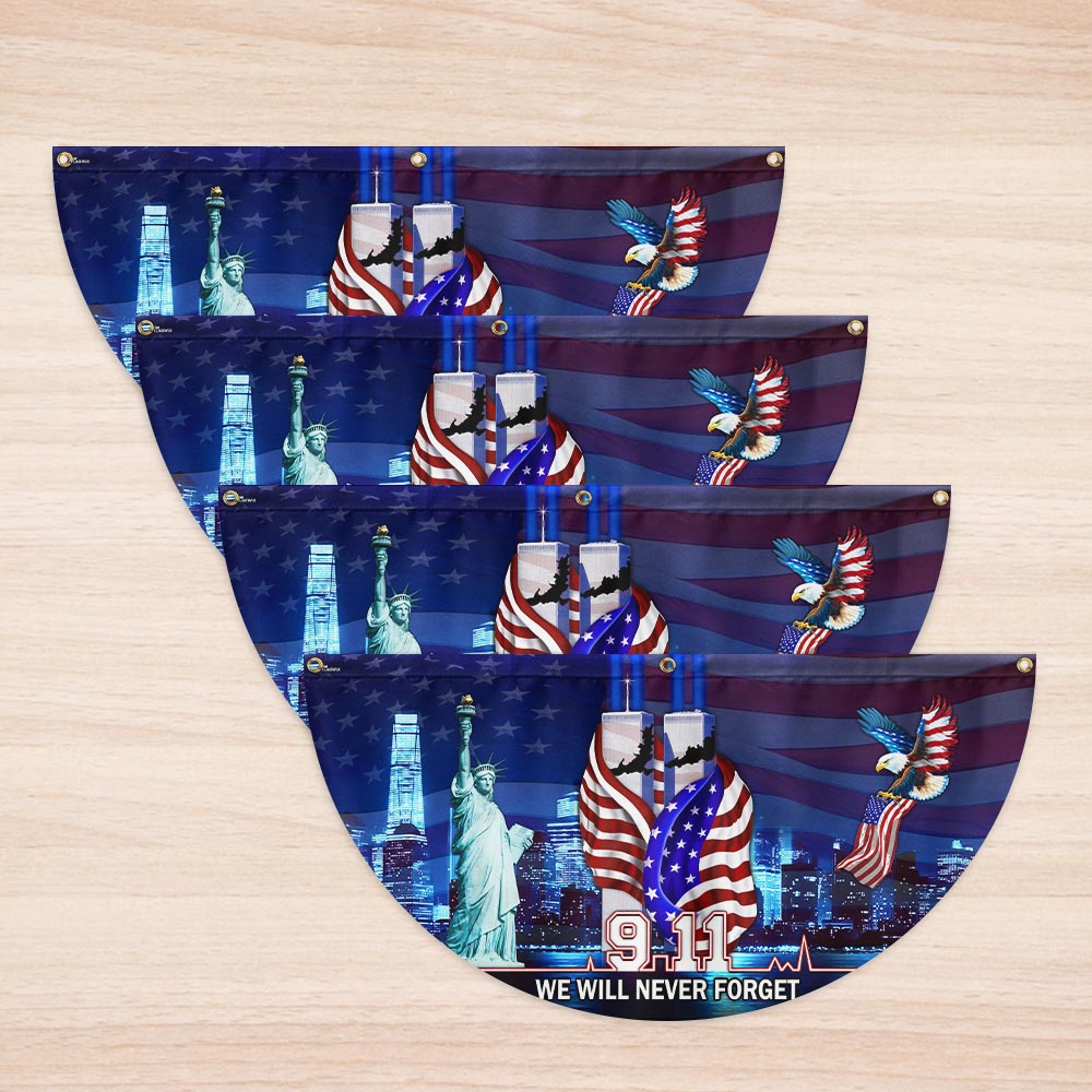 911 Patriot Day Flag 9/11 September 11 Never Forget Non-Pleated Fan Flag
