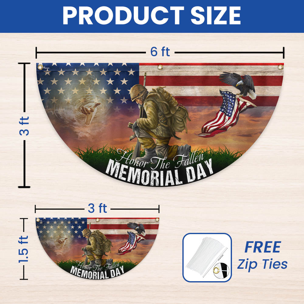 Memorial Day Honor The Fallen American Veteran Eagle Non-Pleated Fan Flag