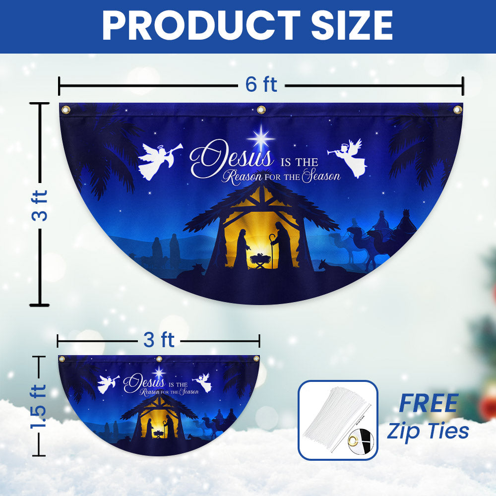 Jesus Is the Reason for the Season Fan Flag - Non-Pleated Christmas Décor - 3-Day Shipping