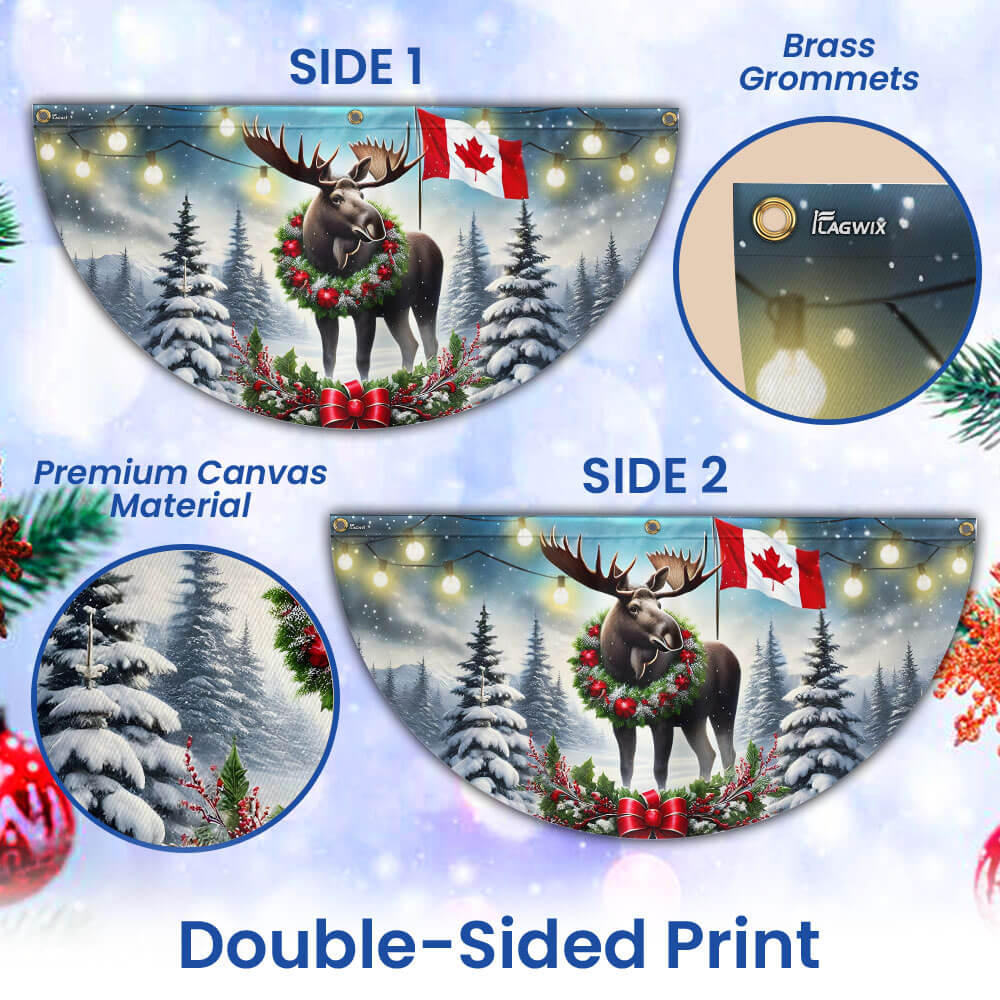 Canadian Moose Christmas Canada Winter Holidays Non-Pleated Fan Flag