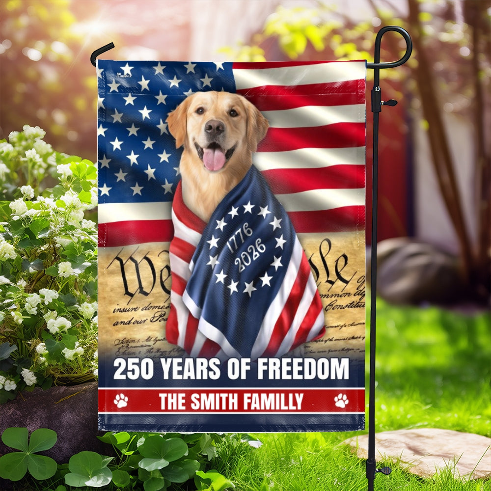 Dog American Flag, Personalized 250 Years of Freedom Golden Retriever Flag