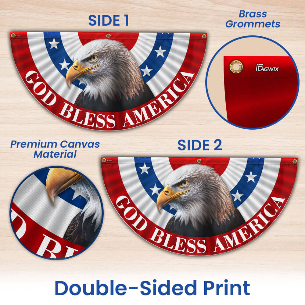 Flagwix American Flag - Eagle God Bless America Non-Pleated Fan Flag