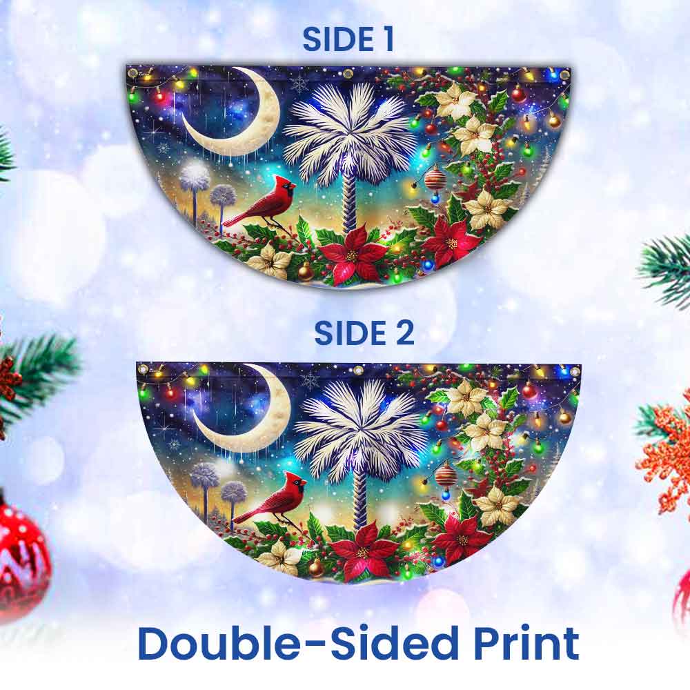 South Carolina Christmas Palm Tree Cardinal Solar Led Fan Flag