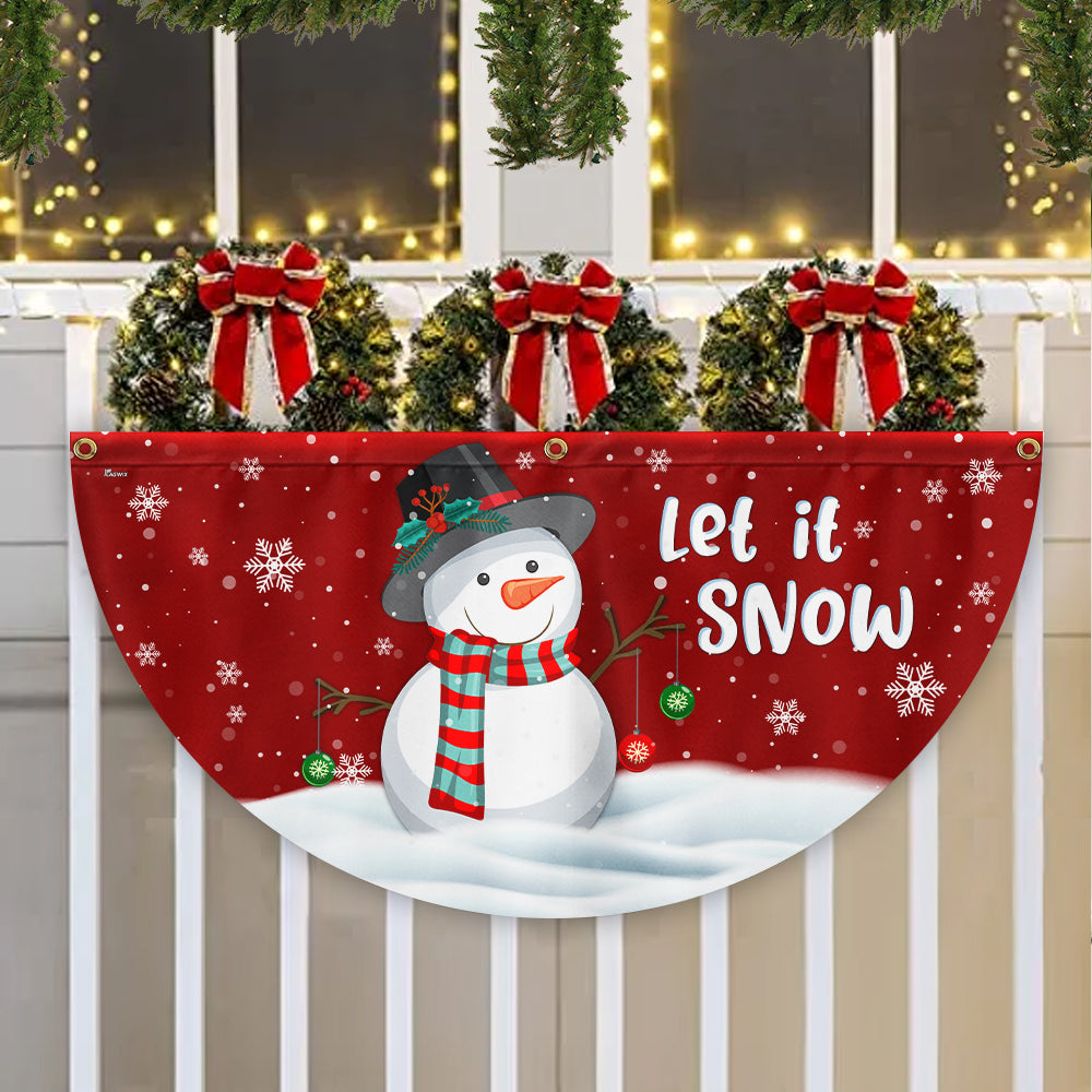 Christmas Flag Snowman Let It Snow Non-Pleated Christmas Fan Flag