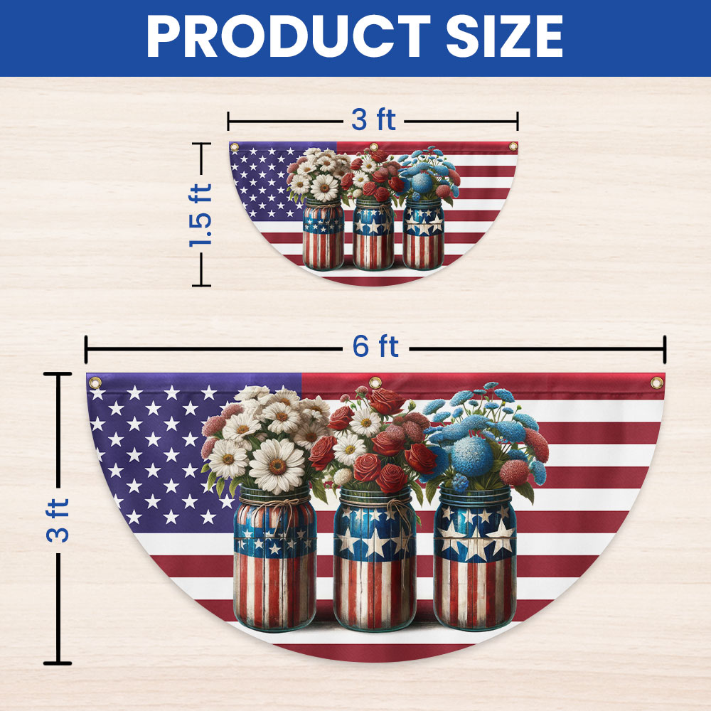 Flagwix American Flag - 4th Of july Patriotic Flowers Non-Pleated Fan Flag