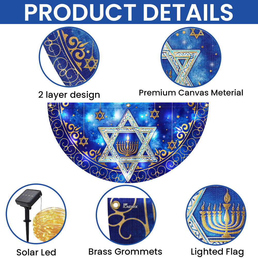 Lighting Hanukkah Solar Led Fan Flag, Jewish Star of Him