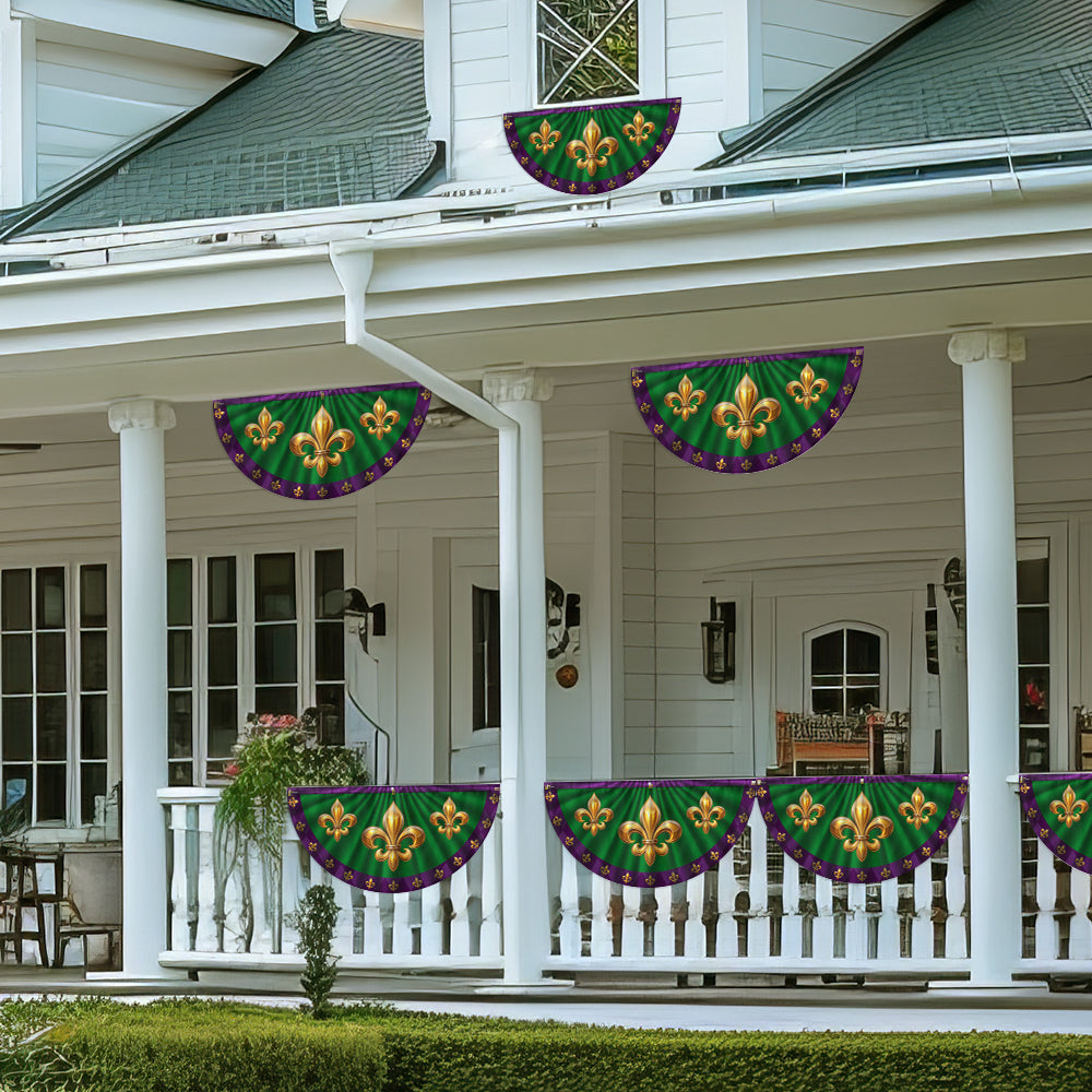 Mardi Gras Fleur De Lis Non-Pleated Fan Flag
