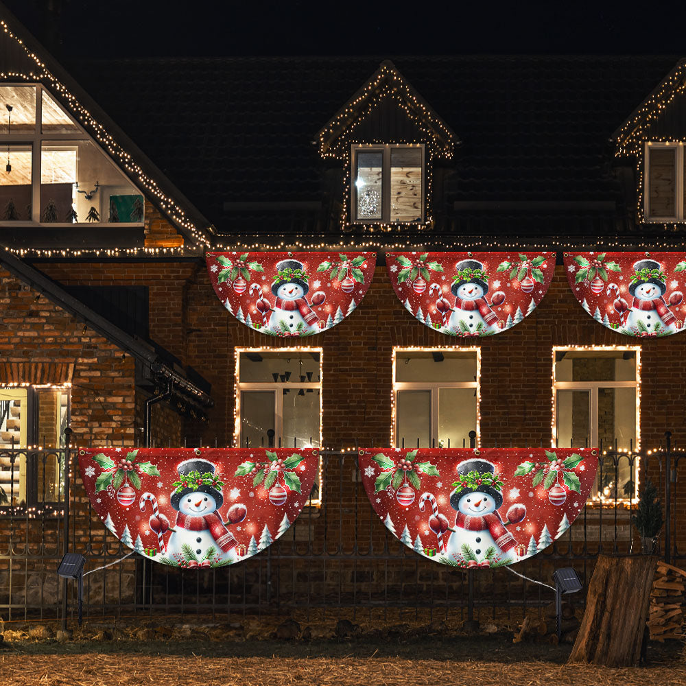 Snowman Christmas Winter Holidays Solar Led Fan Flag