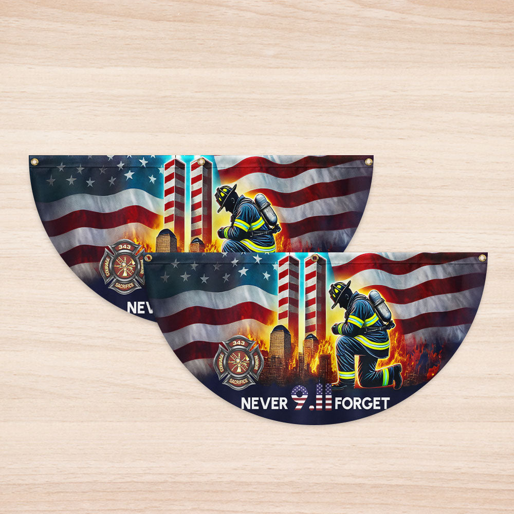 Patriot Day 911 Never Forget Firefighter Twin Tower American Non-Pleated Fan Flag