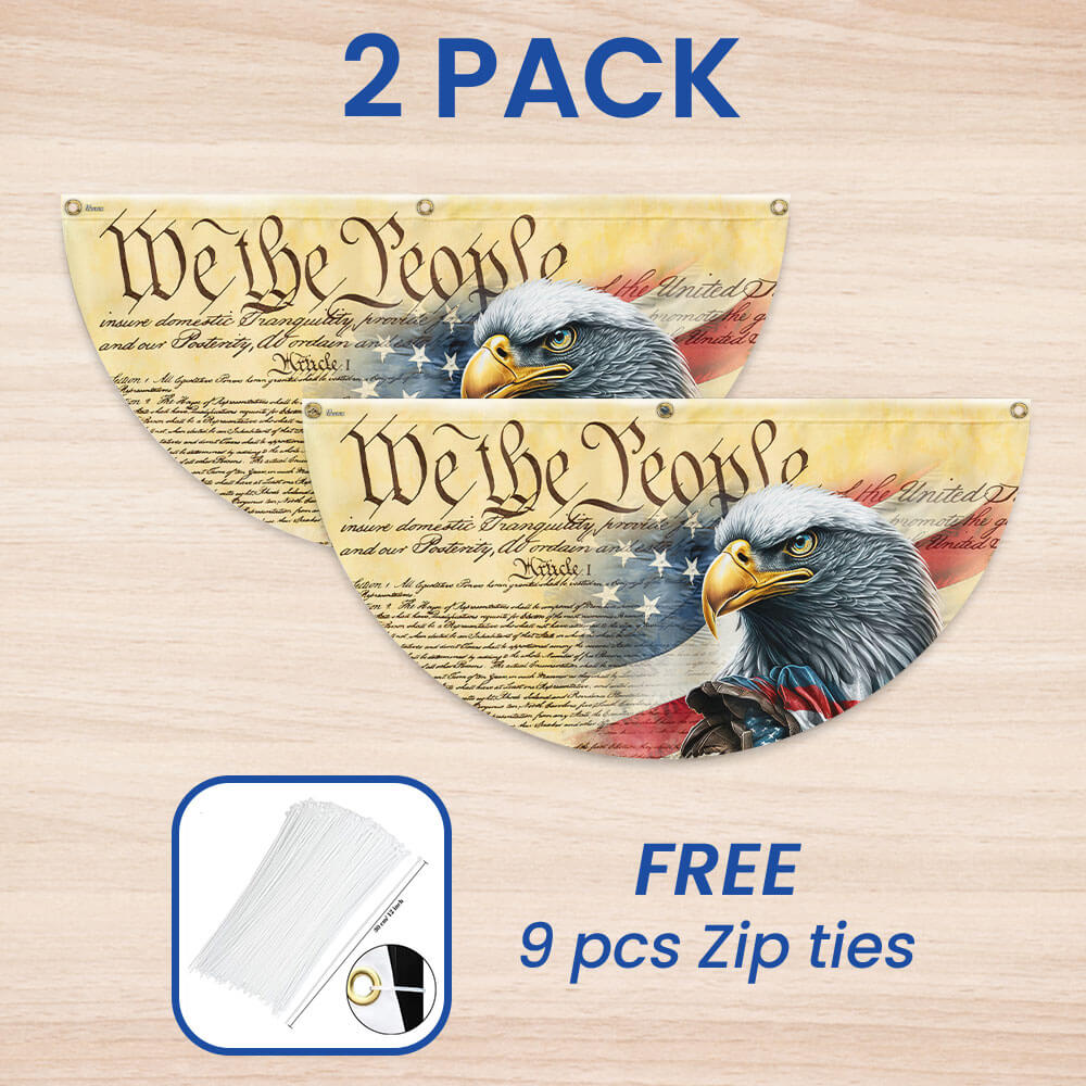 Flagwix American Flag - Happy 4th Of july, We The People. Patriotic American Eagle Non-Pleated Fan Flag