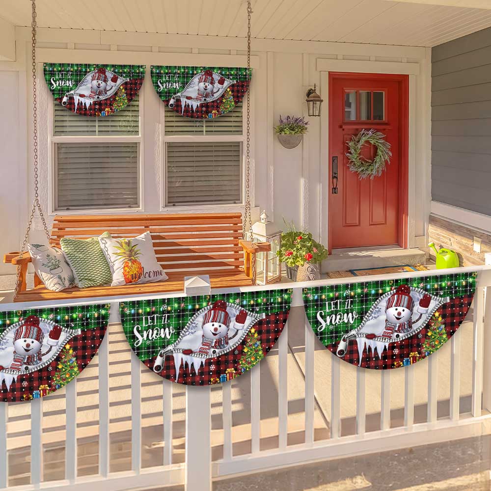 Snowman Let It Snow Merry Christmas Non-Pleated Fan Flag