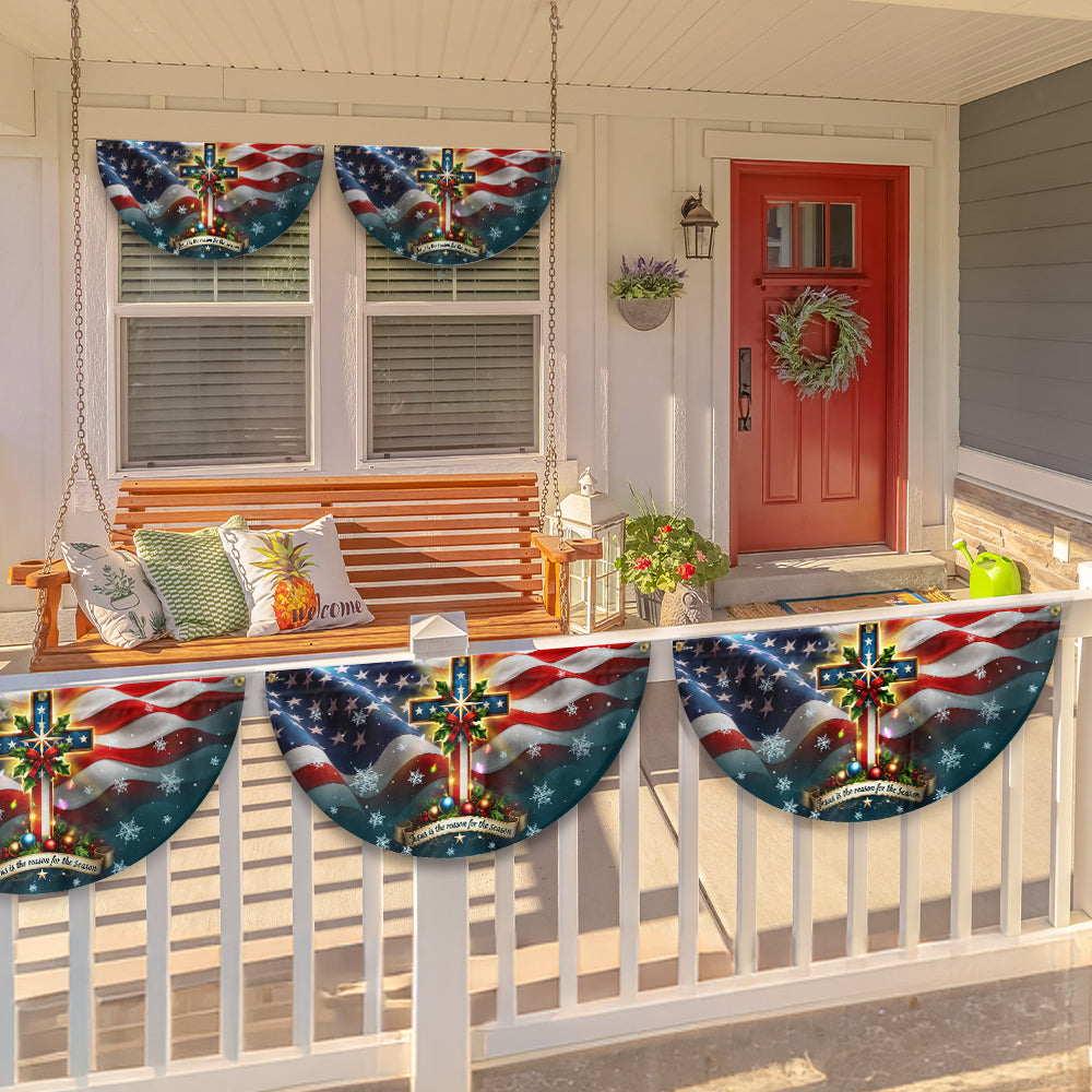 Christian Cross Christmas Jesus Is The Reason For The Season Non-Pleated Fan Flag 3-Day Shipping