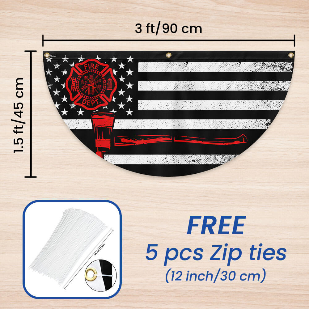Firefighter Thin Red Line Fireman Non-Pleated Fan Flag