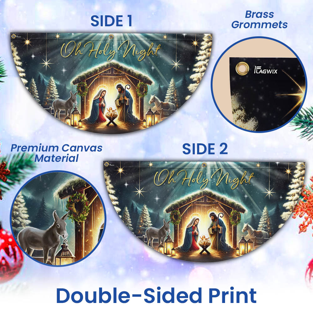 Christmas Nativity Of Jesus Christ Holy Night Non-Pleated Fan Flag 3-Day Shipping
