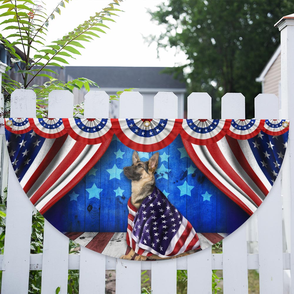 Flagwix American Flag - Patriotic Dog German Shepherd American Non-Pleated Fan Flag Wrapped in Glory