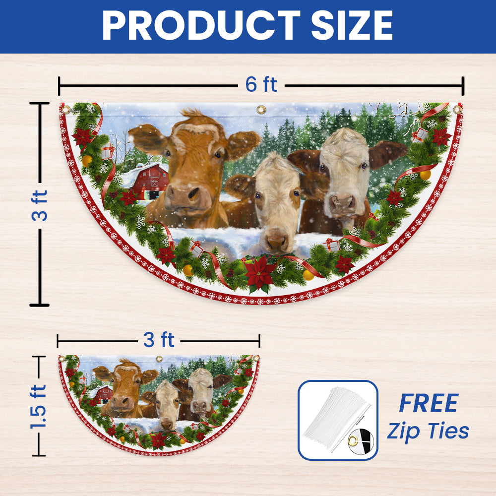 Cow Cattle Christmas Farm Non-Pleated Fan Flag