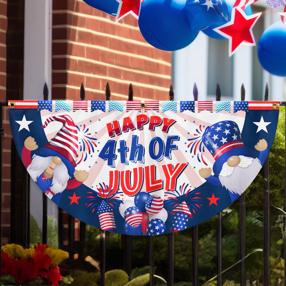Flagwix American Flag - Happy 4th Of july Independence Day Gnomes Non-Pleated Fan Flag