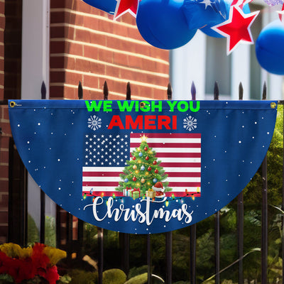 We Wish You Ameri Christmas Non-Pleated Fan Flag