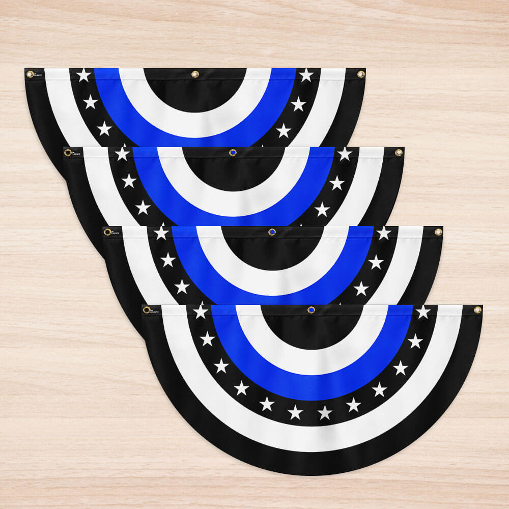 The Thin Blue Line. Police. Law Enforcement American Eagle Non-Pleated Fan Flag