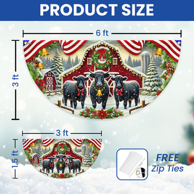 Angus Cattle Christmas Black Angus Cow Farm Animals Non-Pleated Fan Flag