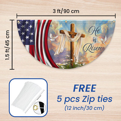 Jesus Christian Cross Easter Resurrection of Jesus He Is Risen Non-Pleated Fan Flag
