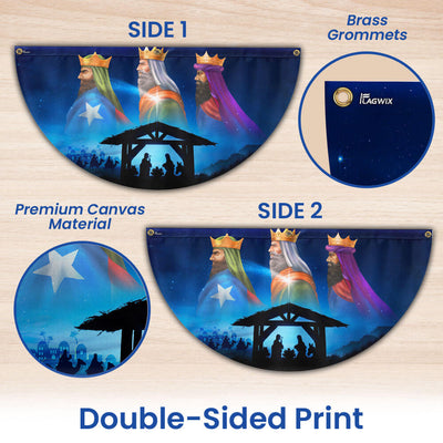Nativity Three Wise Men We Three Kings Jesus Christmas Non-Pleated Fan Flag