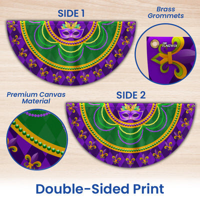 Mardi Grass Mask of Carnival, Non-Pleated Fan Flag