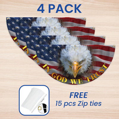 In God We Trust Bald Eagle American Non-Pleated Fan Flag