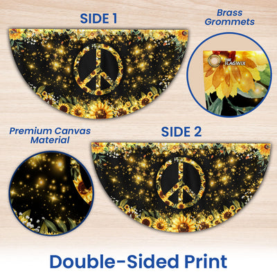 Sunflower Hippie Peace Sign Non-Pleated Fan Flag TPT2004FLn