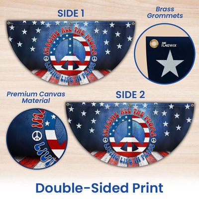 Hippie Peace Sign Living Life In Peace American Non-Pleated Fan Flag