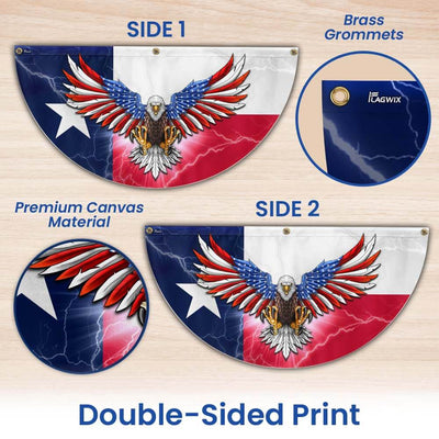 Texas American Eagle Non-Pleated Fan Flag