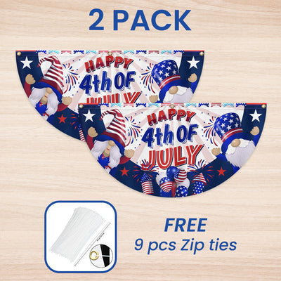 Flagwix American Flag - Happy 4th Of july Independence Day Gnomes Non-Pleated Fan Flag