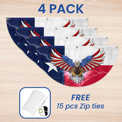 Texas American Eagle Non-Pleated Fan Flag