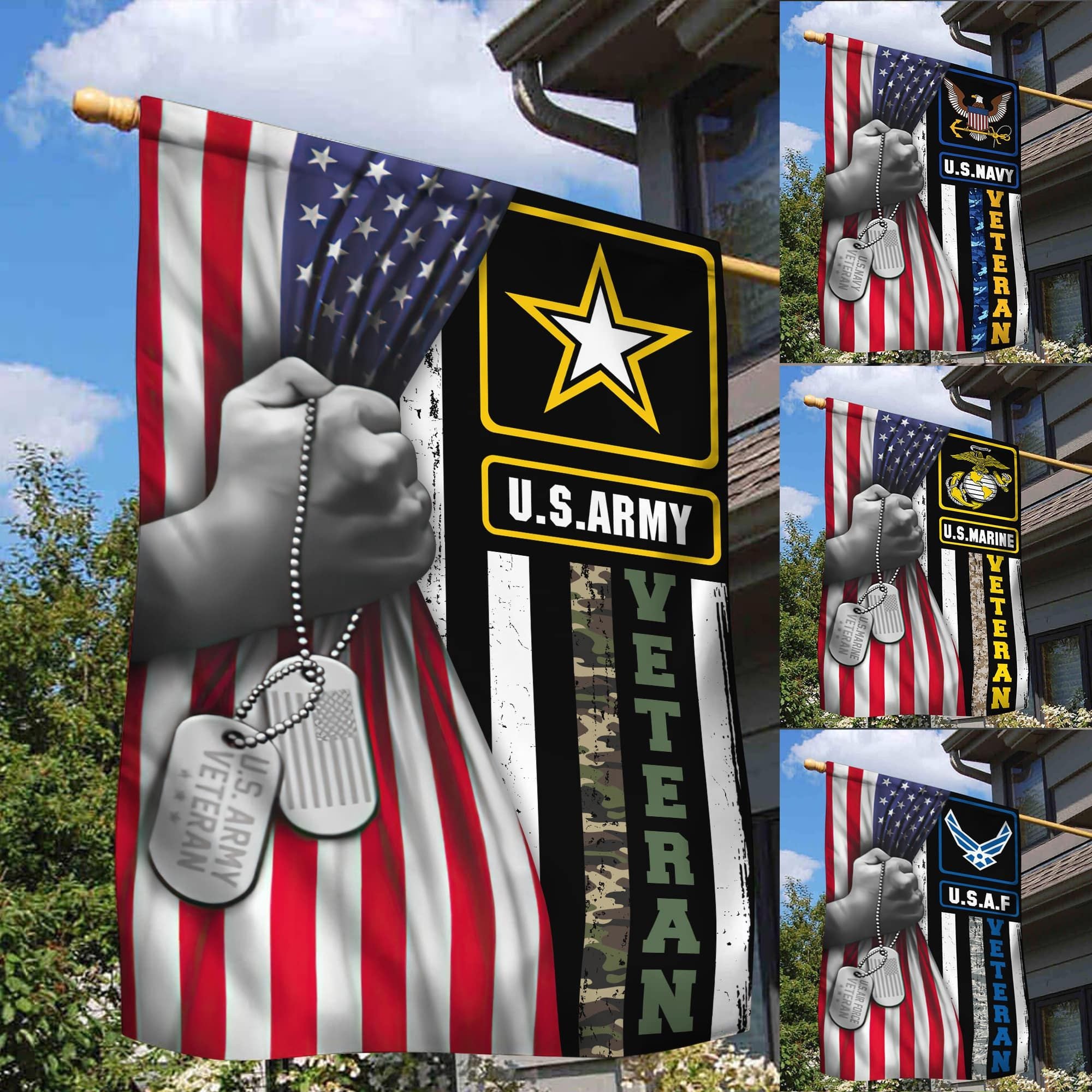 Unique Multi-services American Veteran Flag