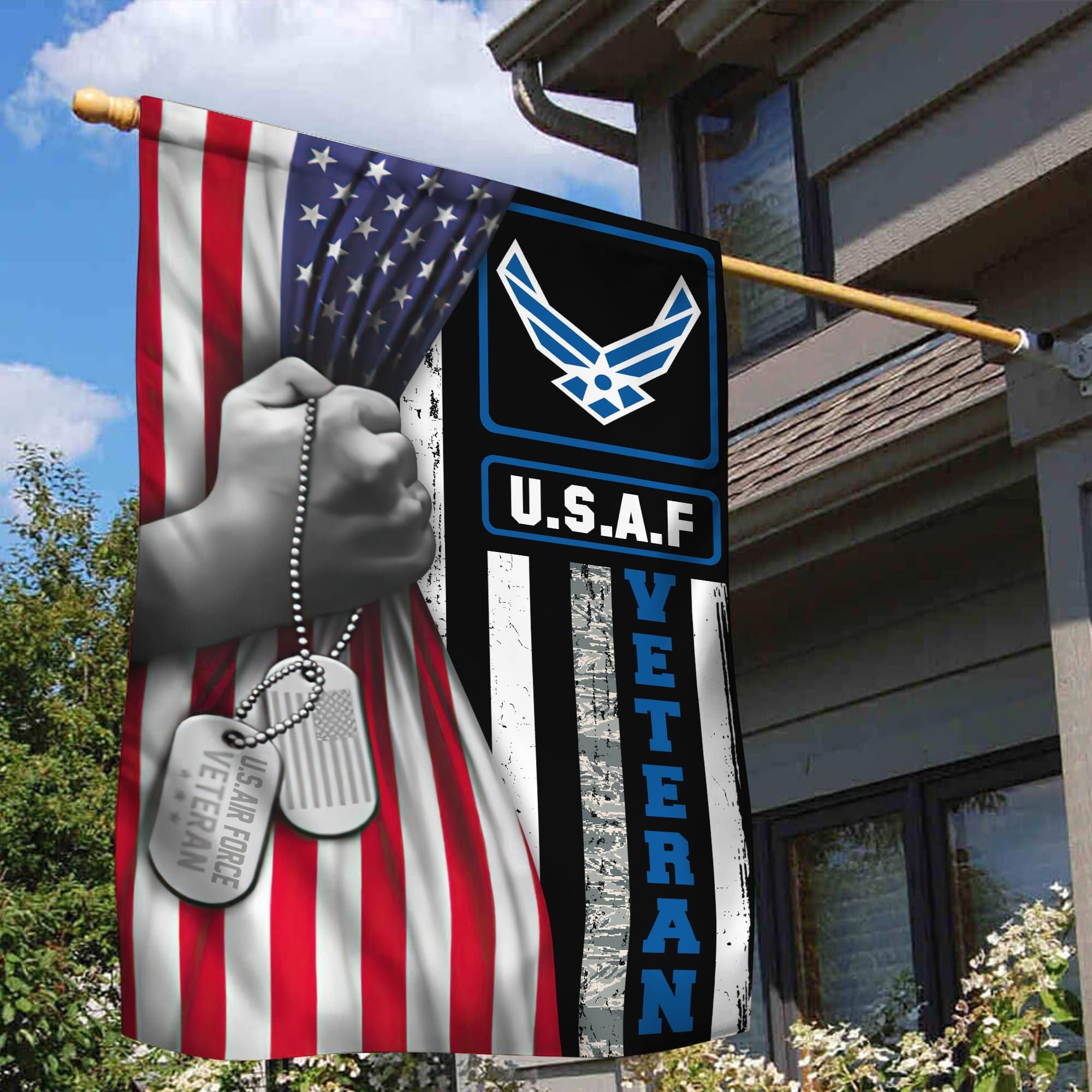 Unique Multi-services American Veteran Flag