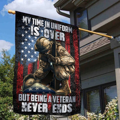 Premium A Veteran Never Ends Flag