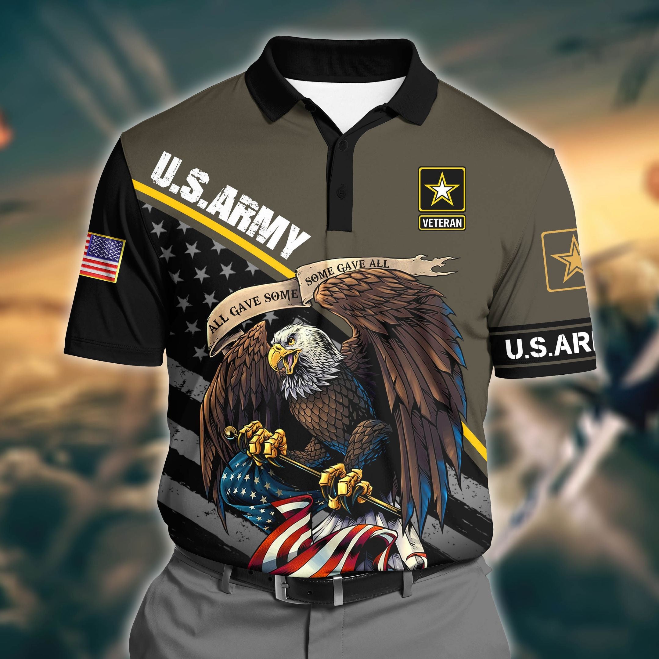 Premium U.S Army 1 3D Polo All Over Printed