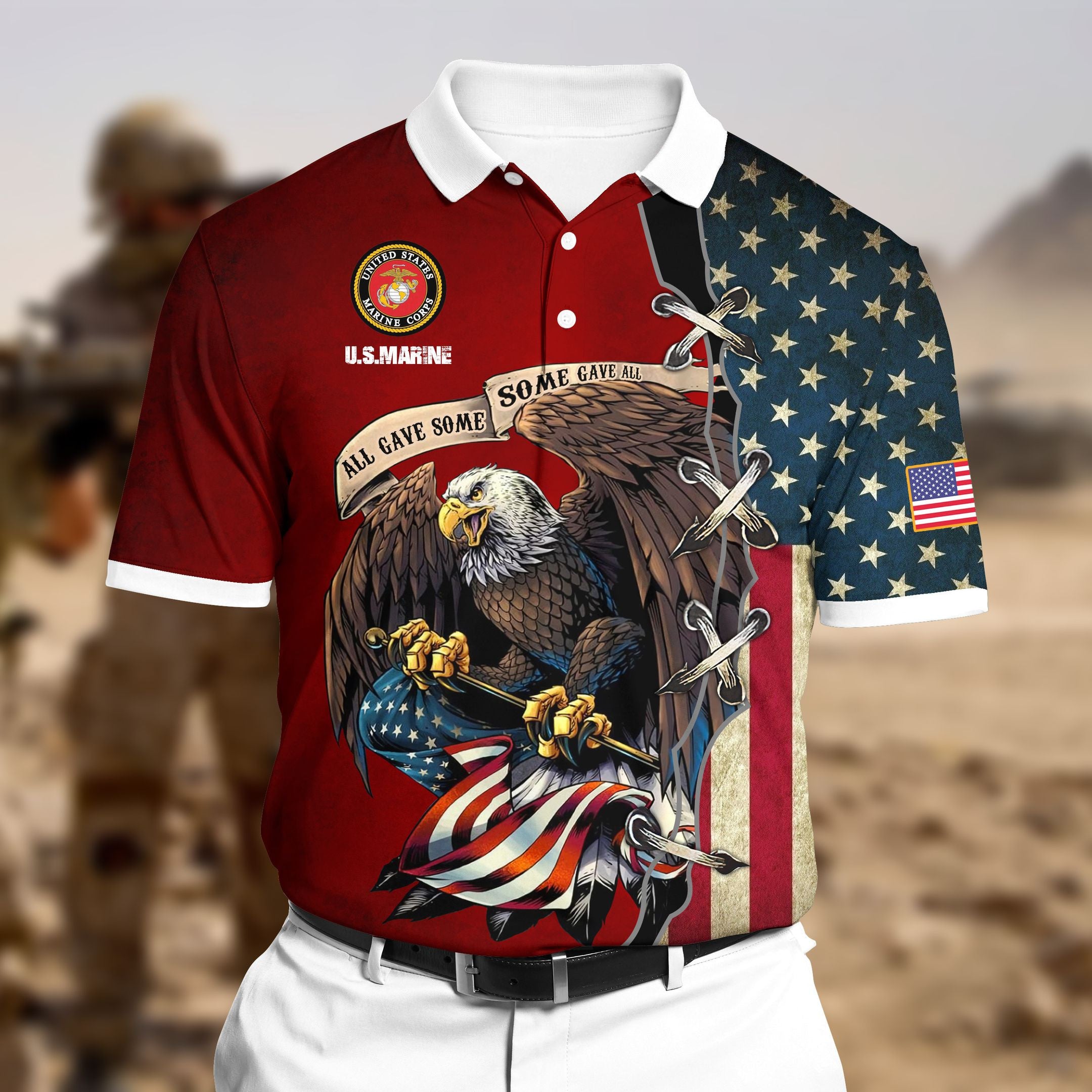 Premium U.S Marine Polo All Over Printed