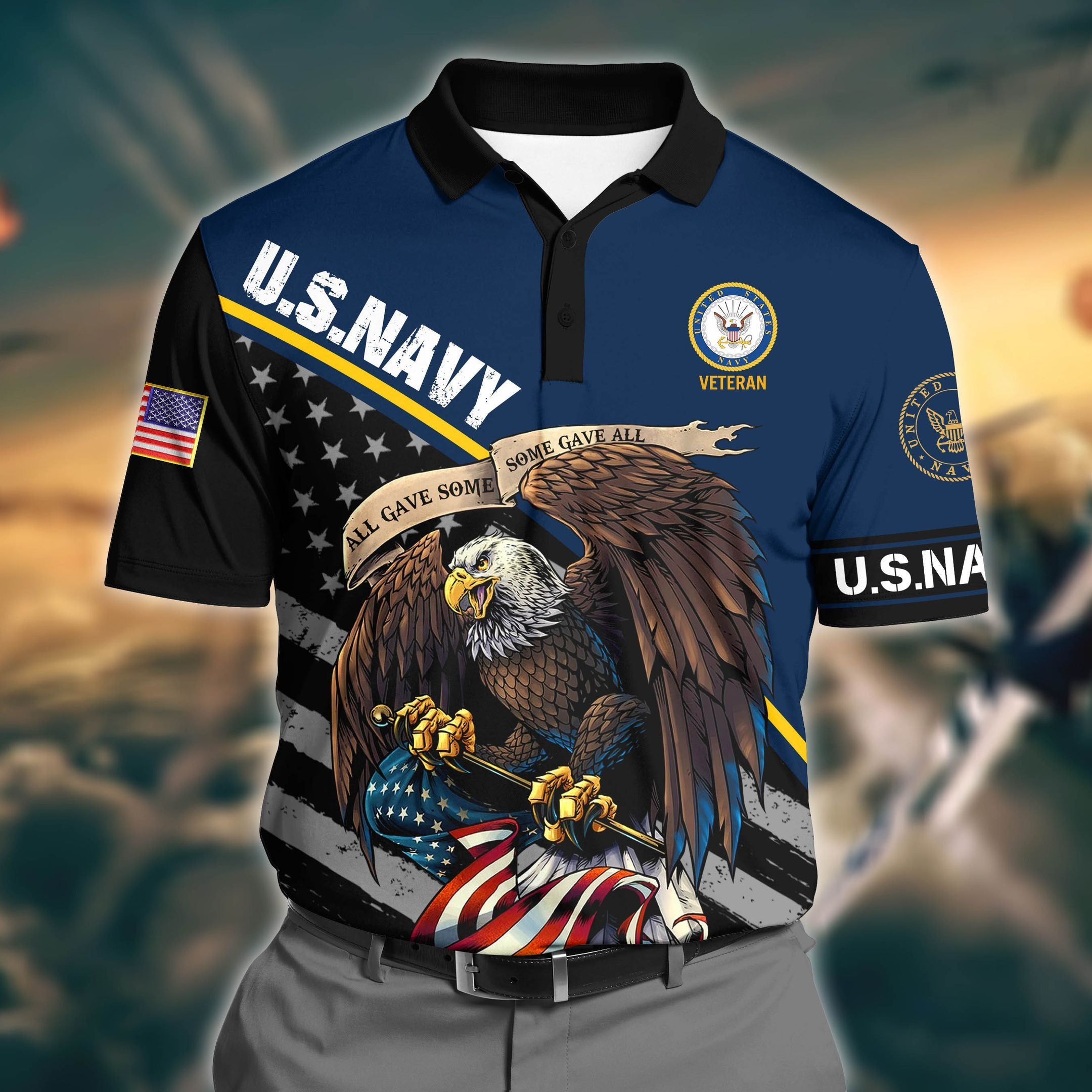 Premium U.S Navy 3D Polo All Over Printed