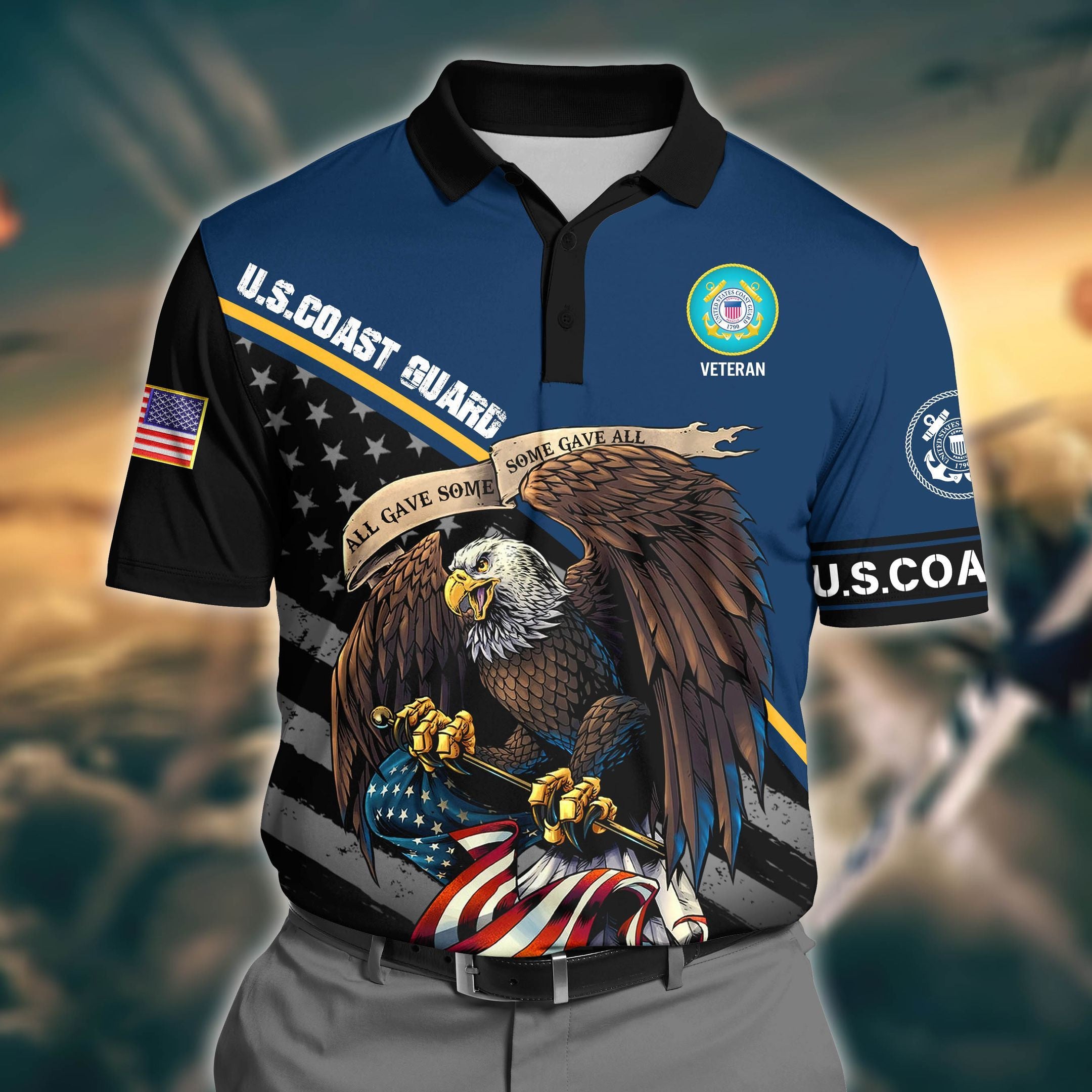 Premium U.S Coast Guard 3D Polo All Over Printed