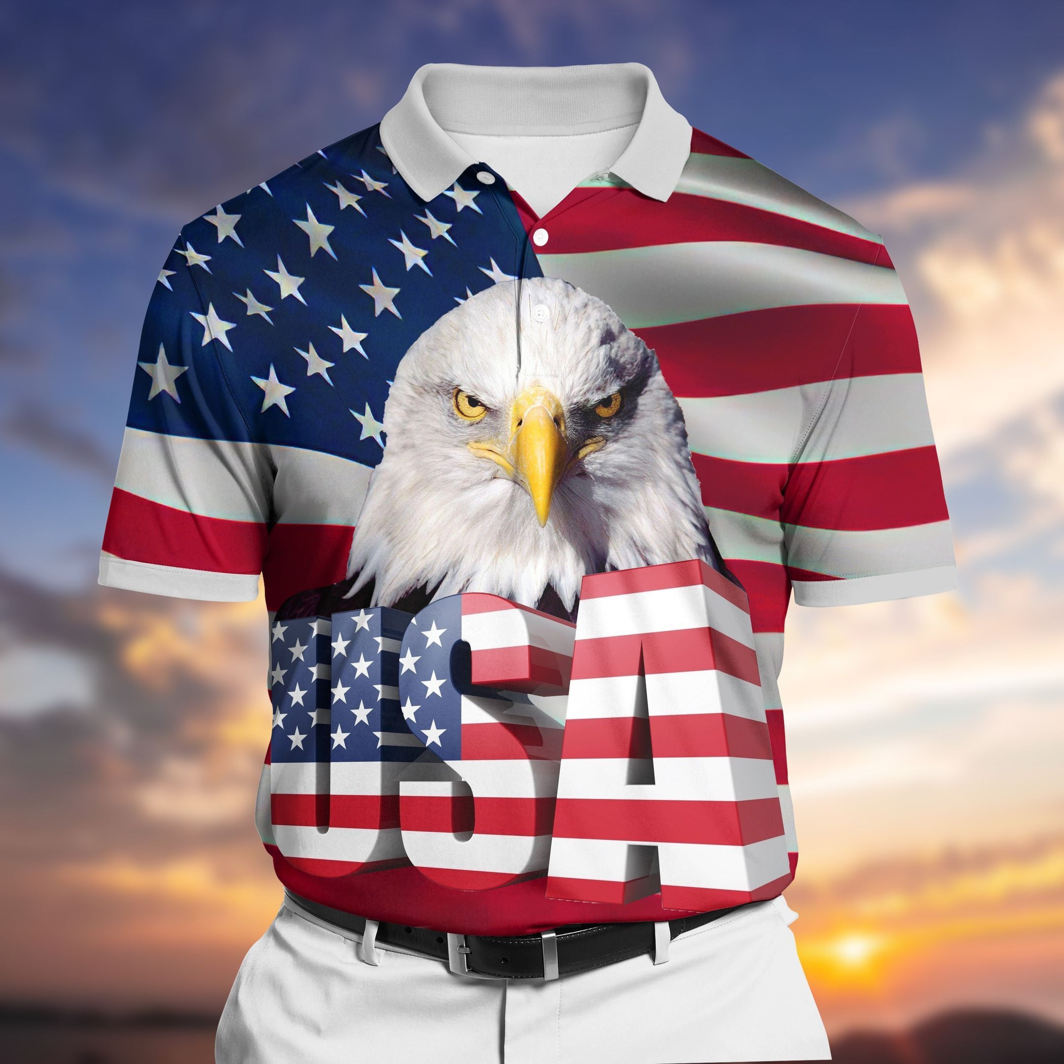 Premium Patriotic 3D Polo All Over Printed