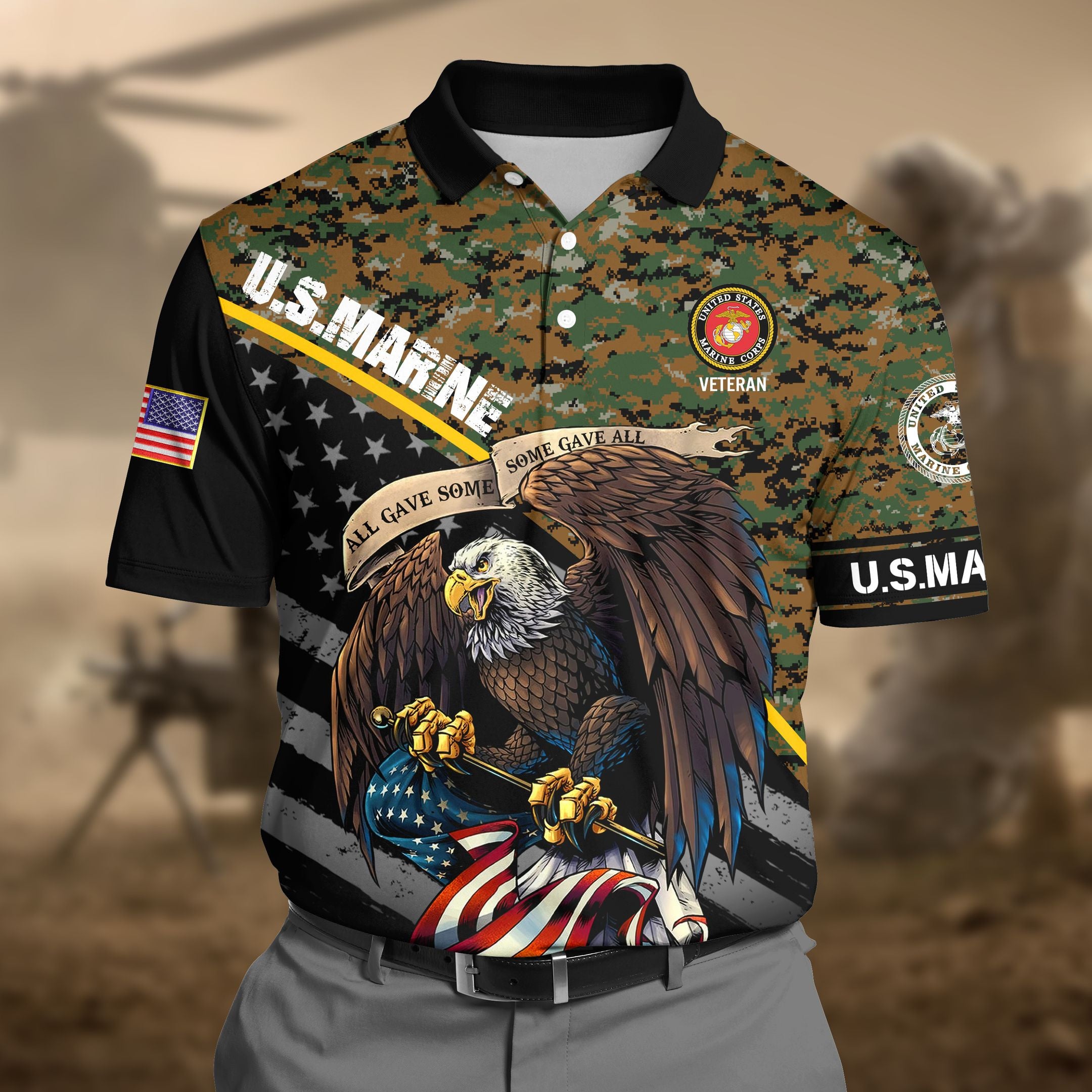 Premium U.S Marine Camo 3D Polo All Over Printed