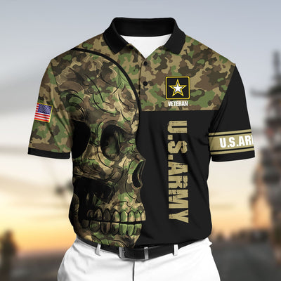 Premium Unique U.S Army Veteran 3D Polo All Over Printed