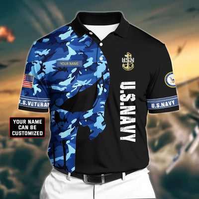 Premium Veteran U.S Navy 3D Polo All Over Printed