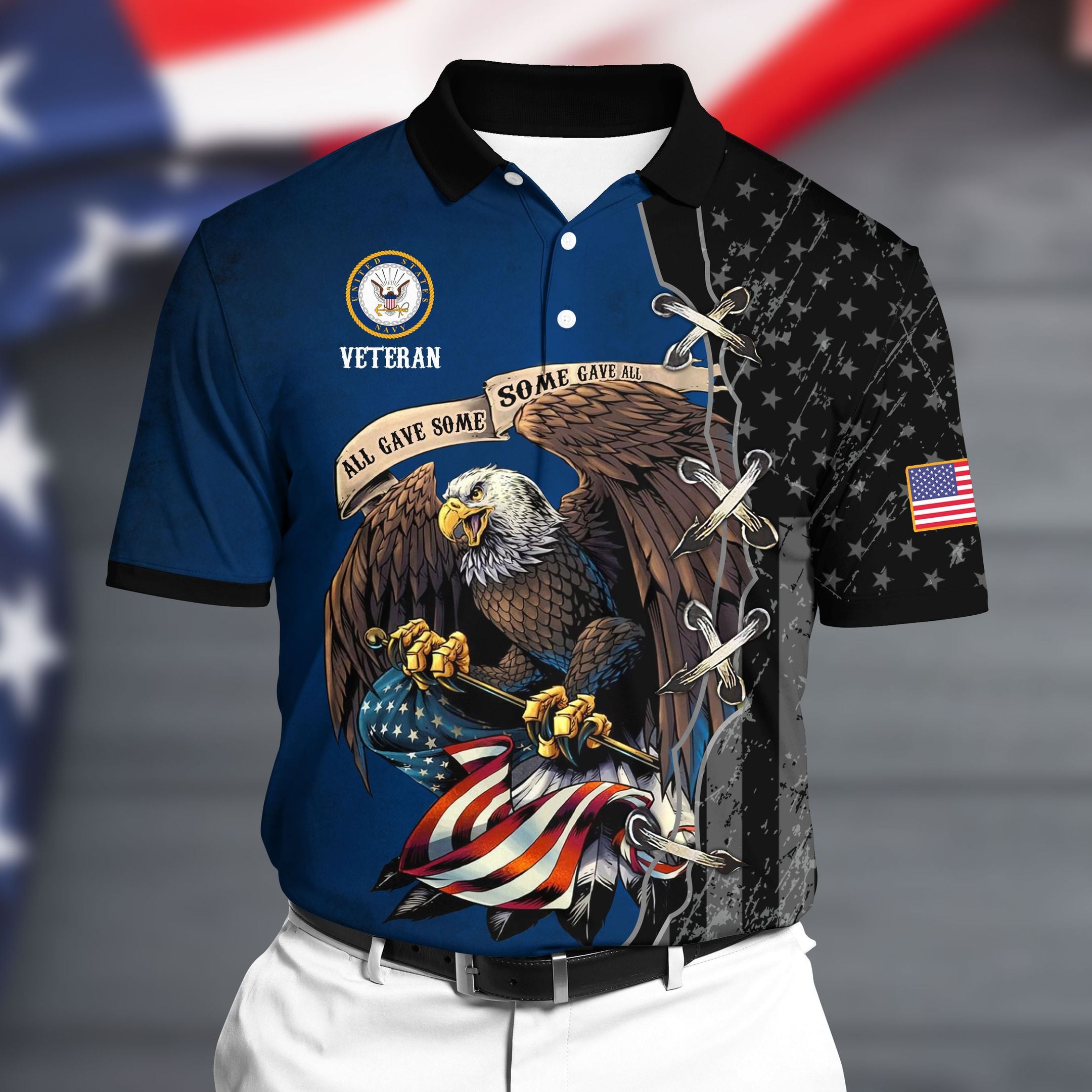 Premium U.S Navy Polo All Over Printed